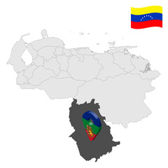 Fototapeta premium Location Amazonas State on map Venezuela. 3d location sign similar to the flag of Amazonas . Quality map with Regions of the Venezuela for your design. EPS10