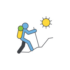Backpack, hiker outdoors icon in color icon, isolated on white background 