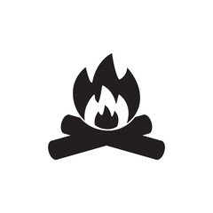 Camping Bonfire icon in black flat glyph, filled style isolated on white background