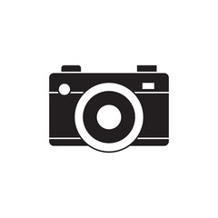 Camera, digital icon in black flat glyph, filled style isolated on white background