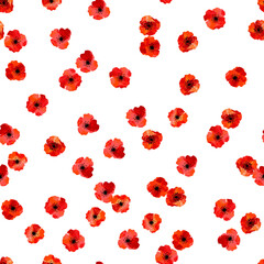 オピウム(ヒナゲシ)のシームレスなパターン。テキスタイル、壁紙、包装紙のデザイン。