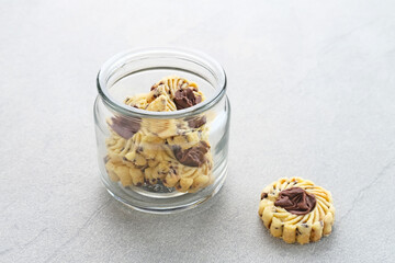 Nutella Butter Cookies, popular cookies for Eid celebrations in Indonesia. Selected focus 
