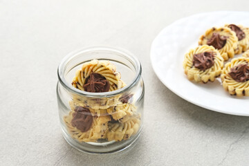Nutella Butter Cookies, popular cookies for Eid celebrations in Indonesia. Selected focus 

