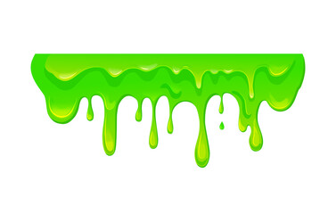  Green slime Isolated background . Blot, splash and smudge. Vector cartoon illustration of sticky dripping liquid. 