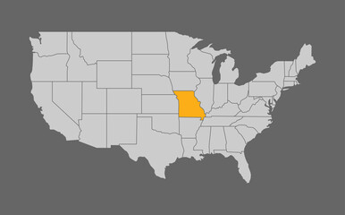 Map of the United States with Missouri highlight