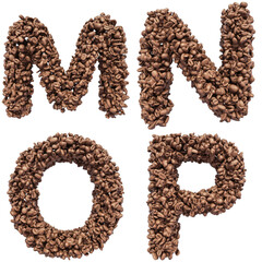 Set of 3D Coffee Beans Letters, Numbers and Punctuation Marks