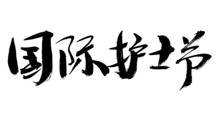 Chinese characters international nurses day handwritten calligraphy font
