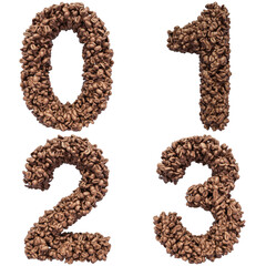Set of 3D Coffee Beans Letters, Numbers and Punctuation Marks