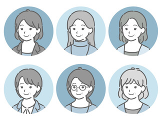 中年女性の斜め向き上半身セット