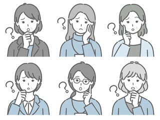 疑問に思う中年女性の上半身セット