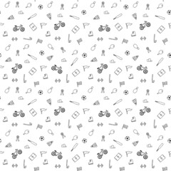 Seamless vector pattern with sports icons. Doodle vector with sport icons on white background. Vintage sport pattern