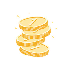 Gold coins on a white background. Money in a flat style.
