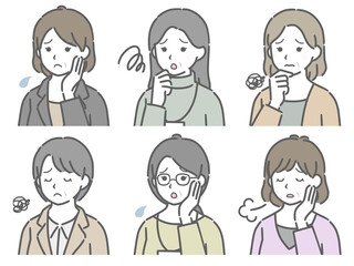 困る中年女性の斜め向き上半身セット