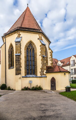 Fototapeta na wymiar Nördlingen, Germany. Evangelical Church Spitalkirche