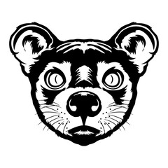 Fossa face vector iilustration in hand drawn style, perfect for tshirt and mascot design 