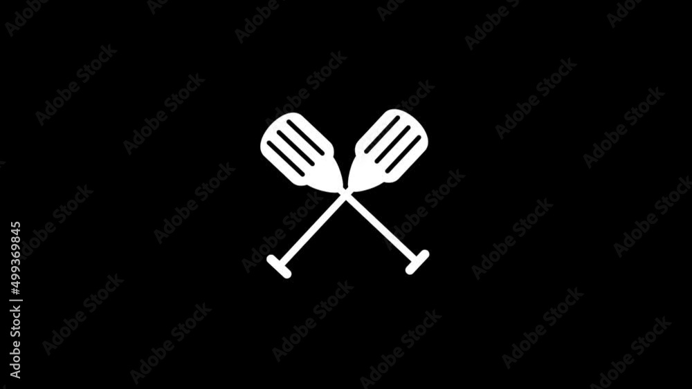 Poster white picture of oars on a black background. oars for rowing in the boat. distortion liquid style tr