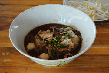 Ayutthaya boat noodles or popular street food to eat