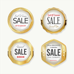 Fototapeta premium Collection of golden badges and labels retro style 