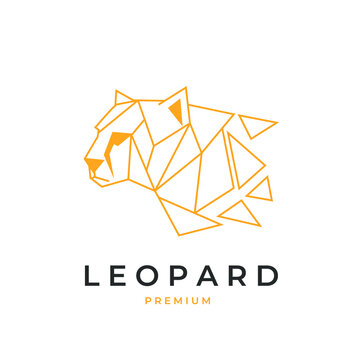 Leopard head geometric line illustration logo