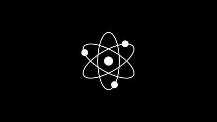White picture of atom on a black background. under a microscope. Distortion liquid style transition icon for your project. 4K video animation for motion graphics and compositing. - Powered by Adobe