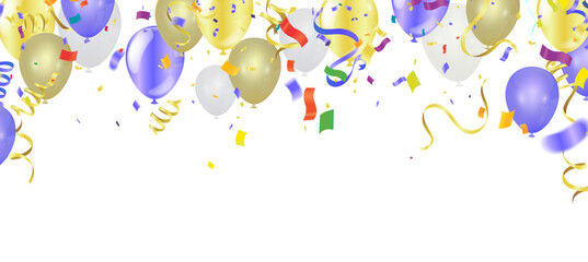 Modern birthday background Colorful  balloon with and confetti © Sompong