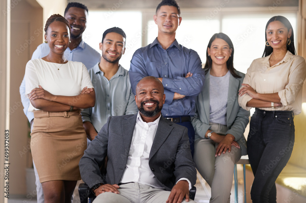 Poster the number one team in the game. cropped portrait of a diverse group of businesspeople posing in the