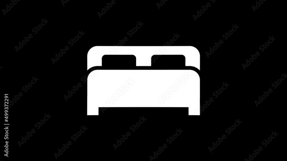 Poster white picture of bed on a black background. furniture for rest at home. distortion liquid style tran