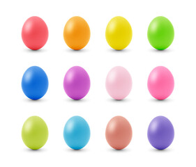 Colorful Easter eggs isolated on white with clipping path