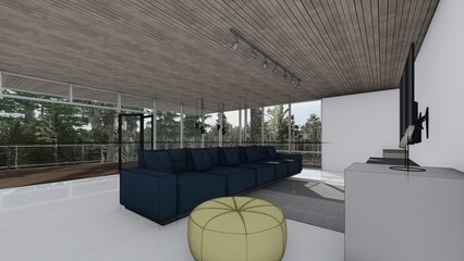 modern living room sketch interior 3d illustration