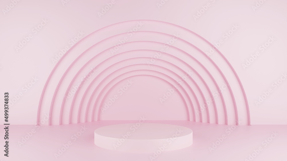 Poster background 3d pink rendering with podium and minimal pink scene, background 3d rendering abstract ge