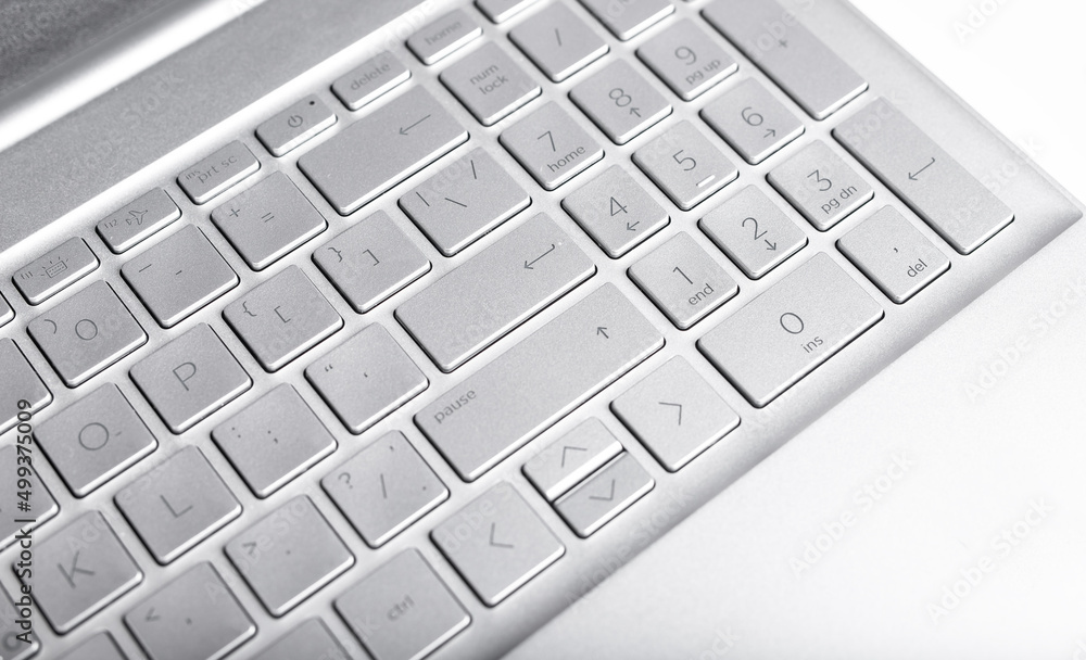 Poster Grey laptop keyboard for entering information, data in computer. High quality photo