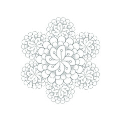 Decorative Doodle flowers in black and white for coloringbook, cover, background, wedding invitation card. Hand drawn sketch for adult anti stress coloring page isolated in white background.-vector