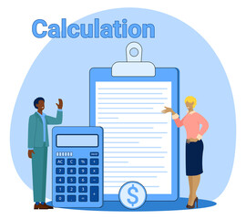 Calculation.Calculation of income and expenses.Development of business financing.Vector illustration.