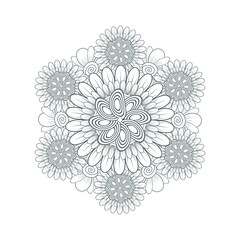 Decorative Doodle flowers in black and white for coloringbook, cover, background, wedding invitation card. Hand drawn sketch for adult anti stress coloring page isolated in white background.-vector