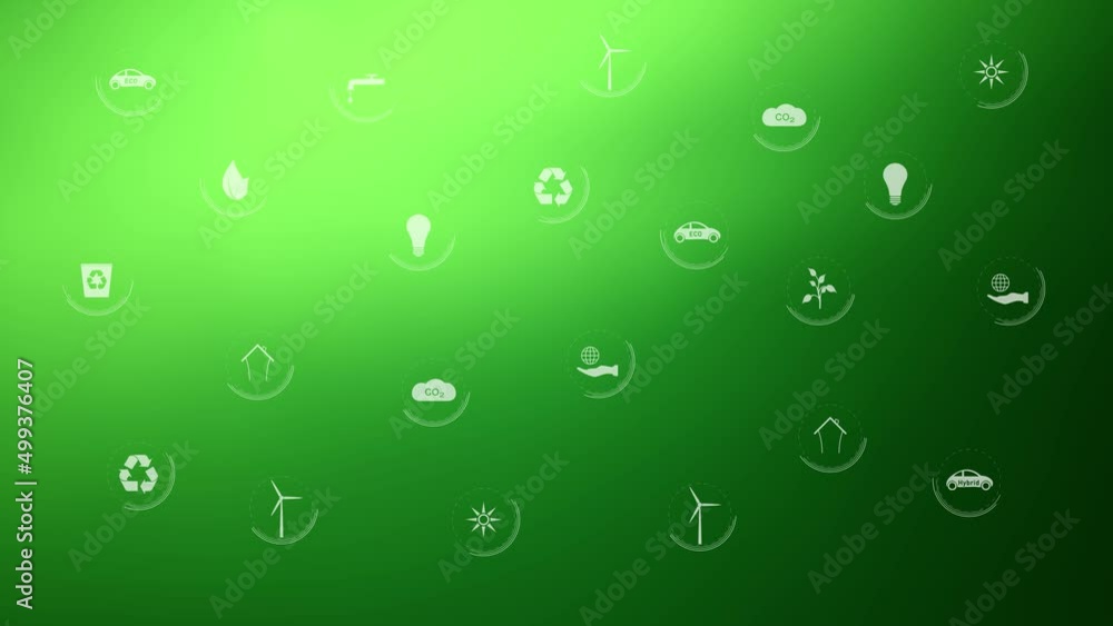 Poster loop animation environment icon symbols motion backgrounds.