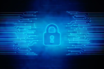 2d illustration Safety concept: Closed Padlock on digital background
