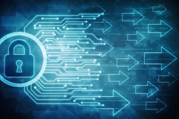 2d illustration Safety concept: Closed Padlock on digital background