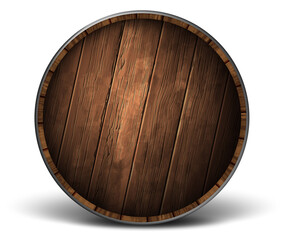 Cover wooden barrels. High detailed realistic illustration.