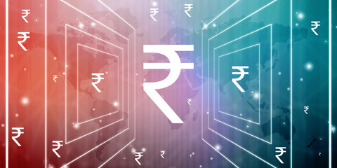 Rupee currency . 2D rendering illustration
