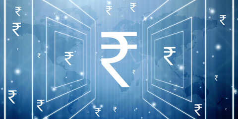 Rupee currency . 2D rendering illustration

