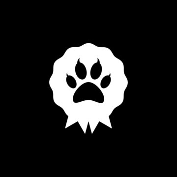 Pets award rosette glyph icon isolated on dark background