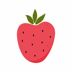 Red ripe berry and half strawberry isolated on white background. Sweet food. Vector illustration