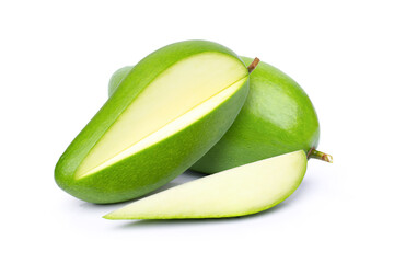 green mango on white
