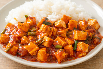 Mapo Tofu - The traditional Sichuan dish of silken tofu and ground beef, packed with mala flavor from chili oil and Sichuan peppercorns.