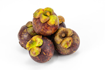 Mangosteen isolated in white background - shot using studio lights