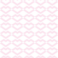 Pink and white hearts, geometric vector pattern, abstract repeat background