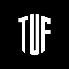 TUF letter logo design. TUF modern letter logo with black background. TUF creative  letter logo. simple and modern letter logo. vector logo modern alphabet font overlap style. Initial letters TUF 
