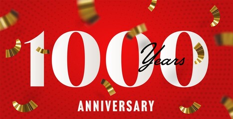 1000 year anniversary template for business company birthday. 1000 years happy jubilee banner background vector illustration - obrazy, fototapety, plakaty