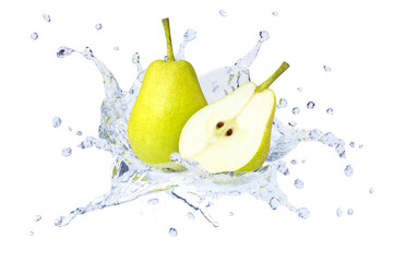 Fototapeta na wymiar pear in water splash