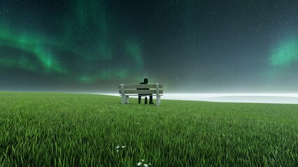 Obraz premium alone in the grassland